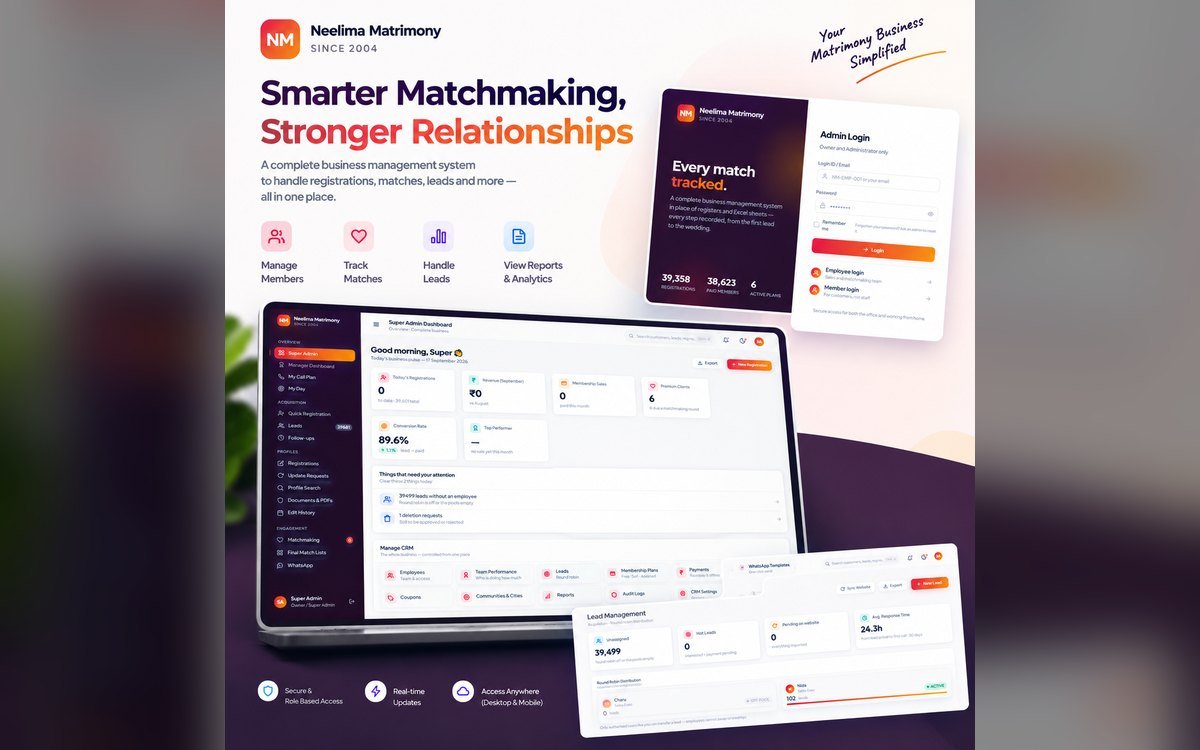 Neelima Matrimony CRM — project by Naksh Infotech